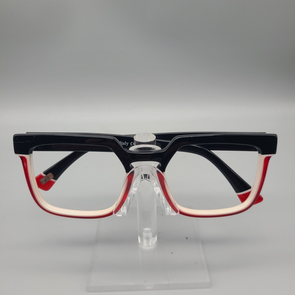 SEE Eyewear 5841 Frames Black Red White Square Made in Italy 53-20-140 C4